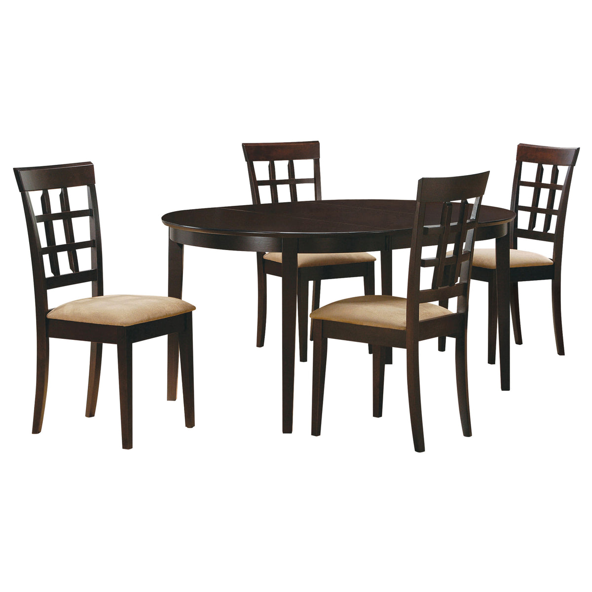 Gabriel 5-Piece Lattice-Back Oval Extension Dining Set Cappuccino