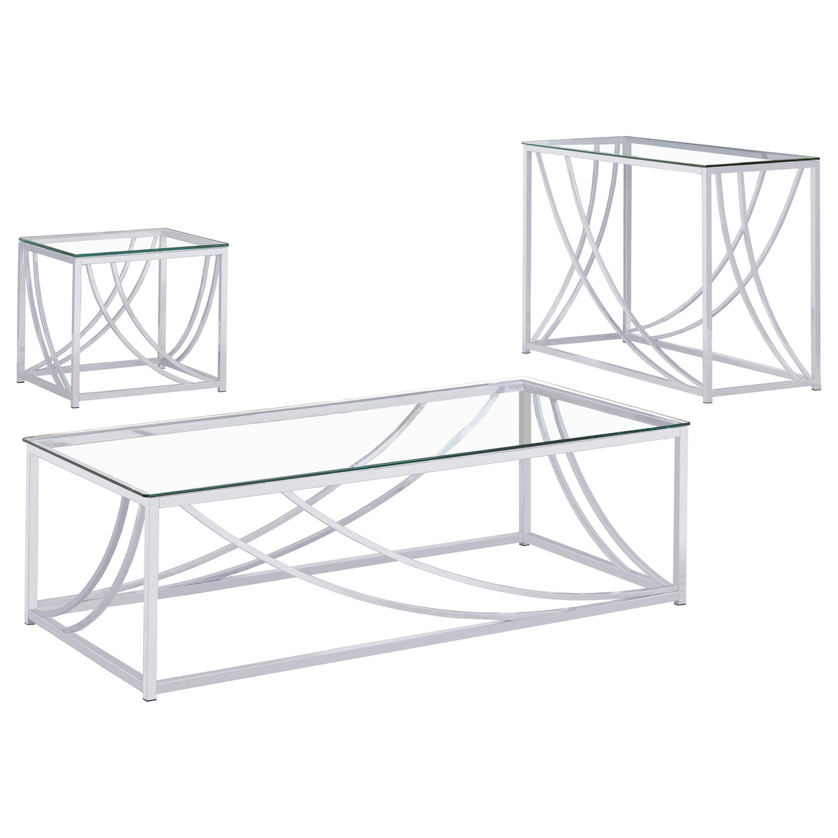 Lille 3-piece Glass Top Coffee And End Table Set Chrome
