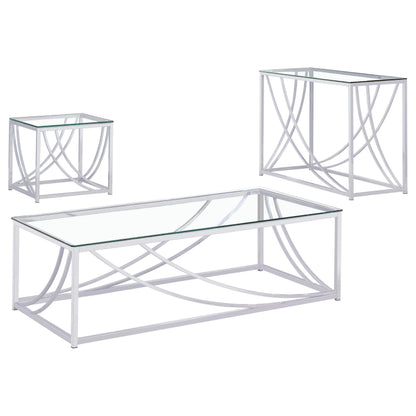 Lille 3-piece Glass Top Coffee And End Table Set Chrome