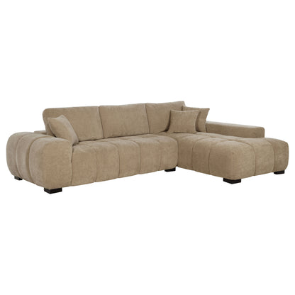 Octavia Tufted 2-Piece Sectional Chaise Sofa Camel