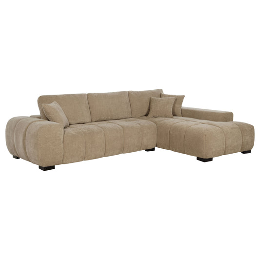 Octavia Tufted 2-Piece Sectional Chaise Sofa Camel