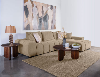 Octavia Tufted 2-Piece Sectional Chaise Sofa Camel