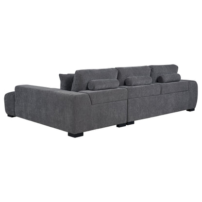 Octavia Tufted 2-Piece Sectional Chaise Sofa Charcoal Grey