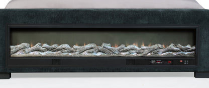 Preston Upholstered Queen Audio Flame Visualizer Bed Dark Blue