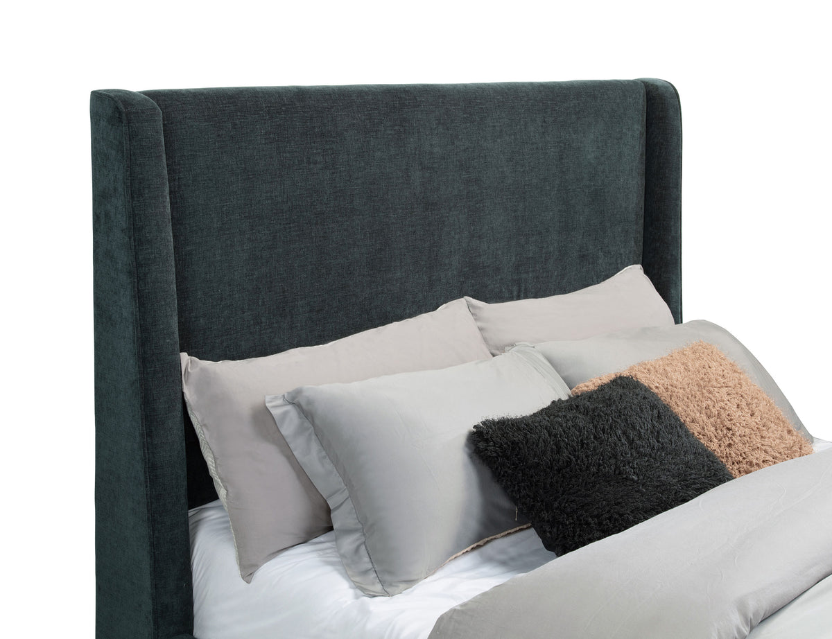 Preston Upholstered Queen Audio Flame Visualizer Bed Dark Blue