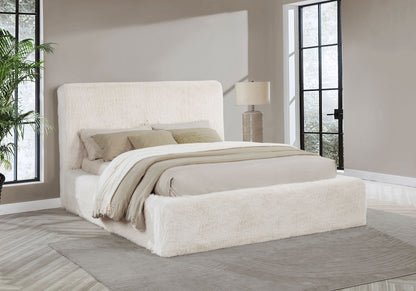 Rebecca Faux Fur Upholstered California King Bed Cream