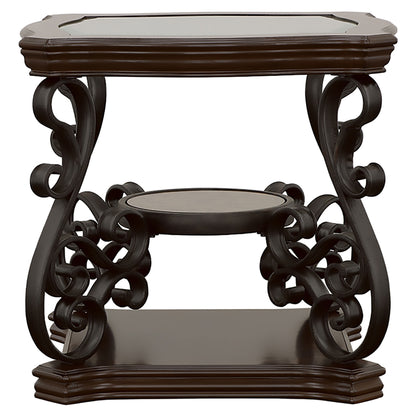 Laney 1-shelf Glass Top Square End Table Dark Merlot