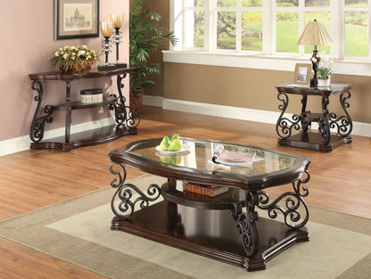 Laney 1-shelf Glass Top Square End Table Dark Merlot