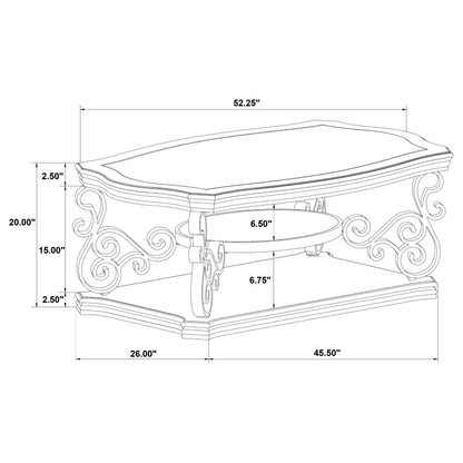 Laney 1-shelf Glass Top Rectangular Coffee Table Dark Merlot