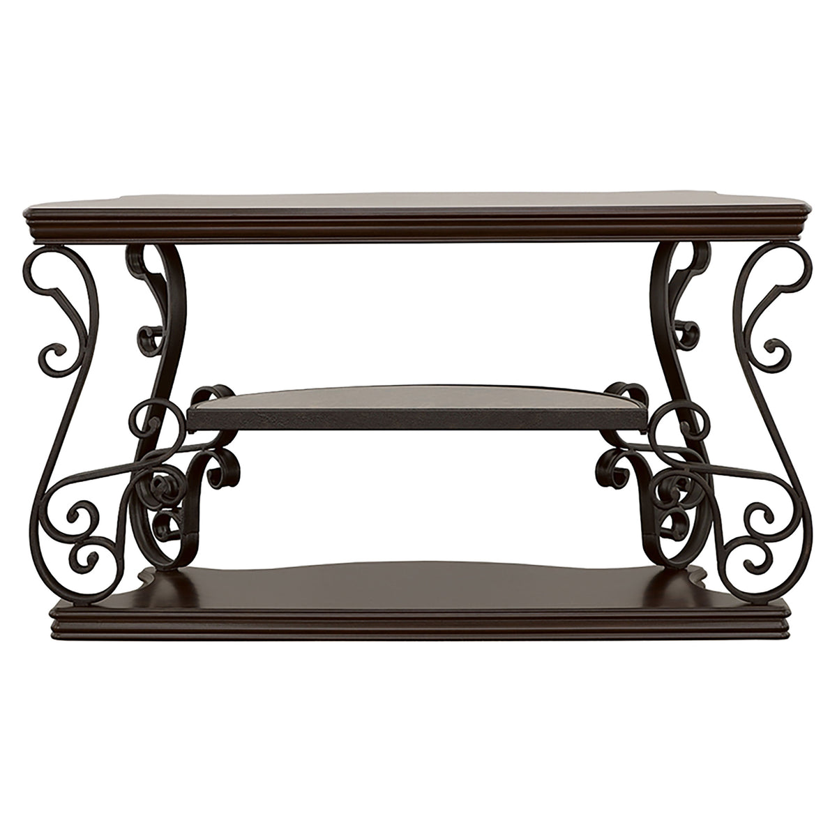 Laney Scrollwork Entryway Sofa Console Table Dark Merlot