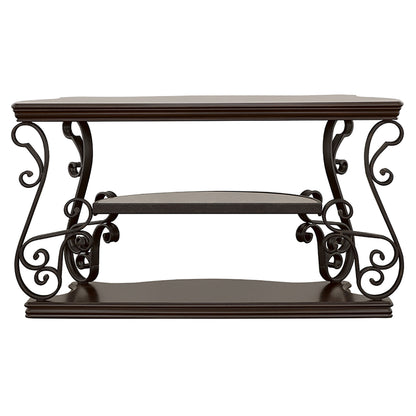 Laney Scrollwork Entryway Sofa Console Table Dark Merlot