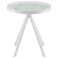 Briggs Round Marble Printed Glass Top End Side Table White