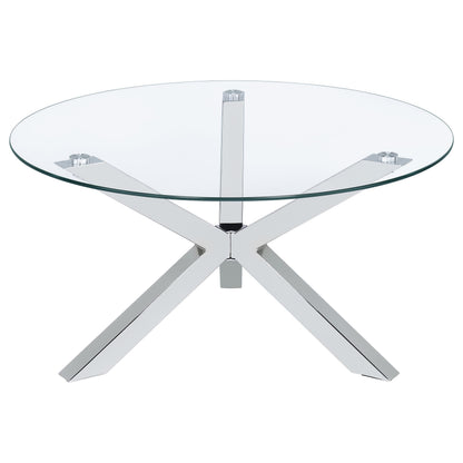 Kenzie 2-piece Round Coffee and End Table Set Chrome