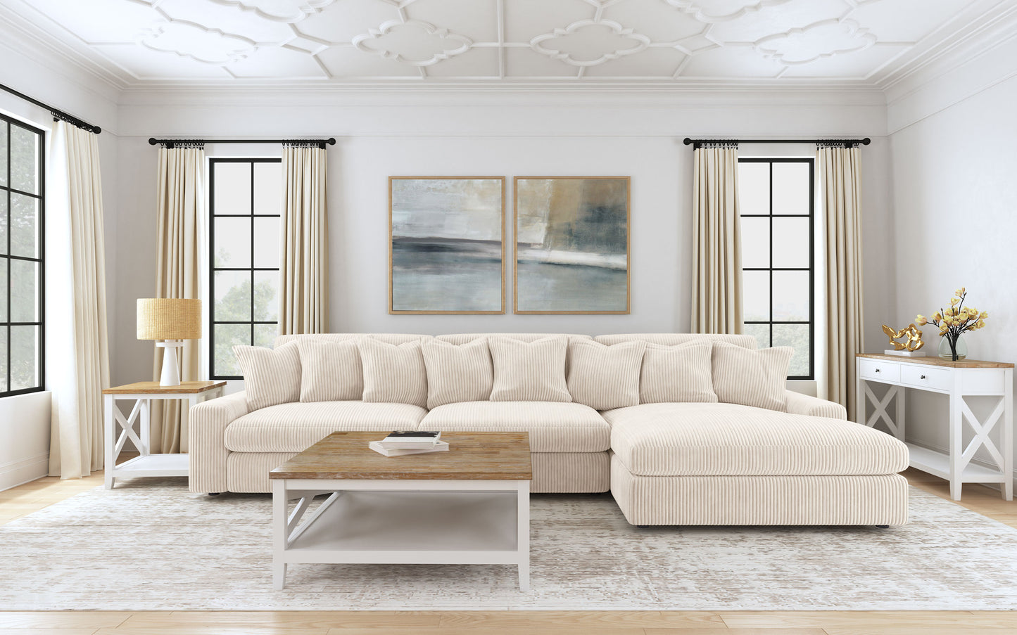 Blaine Upholstered Reversible Chaise Sectional Sofa Sand