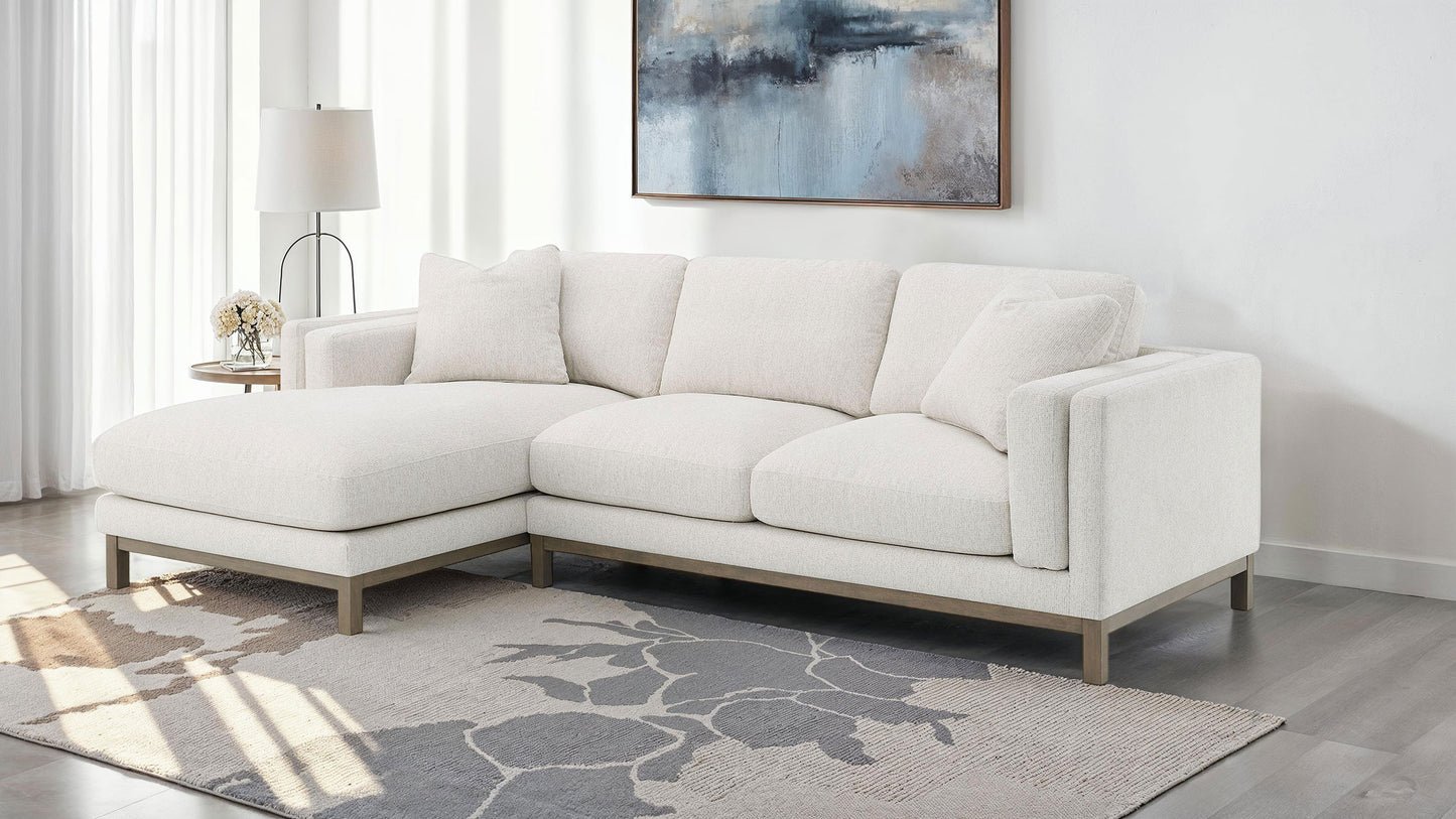 Geneva Boucle Upholstered Sectional Chaise Sofa Sand