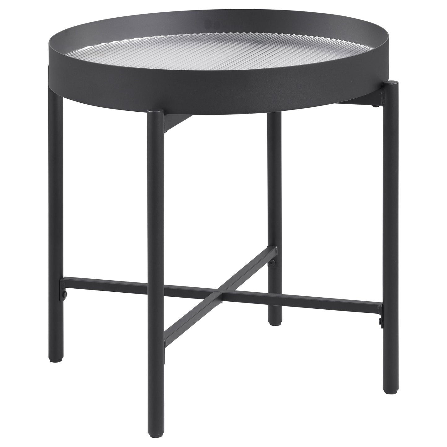 Ozella 2-piece Round Coffee and End Table Set Sandy Black