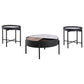 Ozella 3-piece Round Coffee and End Table Set Sandy Black