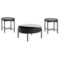 Ozella 3-piece Round Coffee and End Table Set Sandy Black