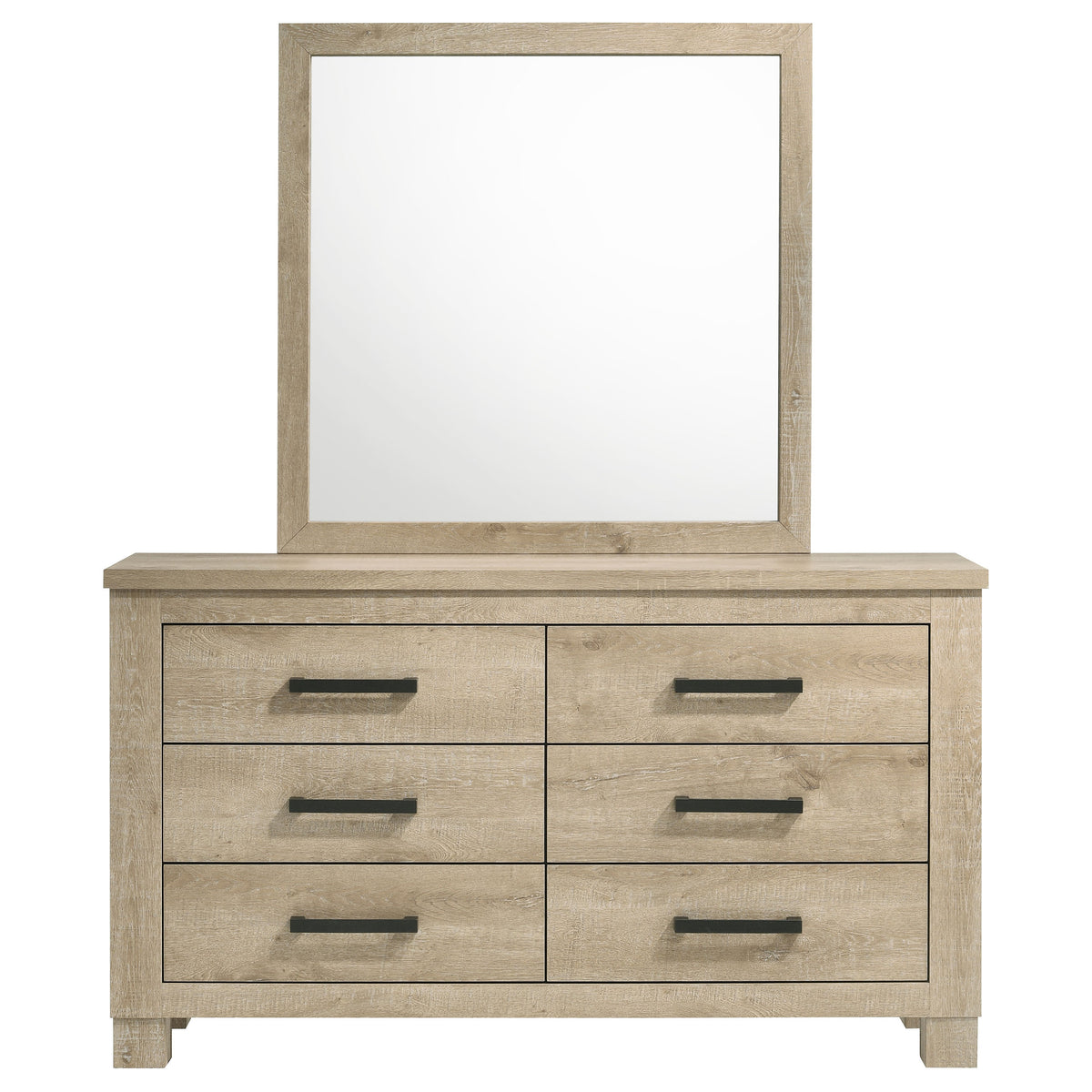 Oakglen 6-drawer Bedroom Dresser and Mirror Weathered Oak