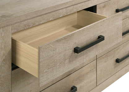 Oakglen 6-drawer Bedroom Dresser and Mirror Weathered Oak