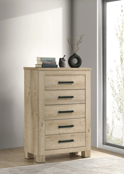 Oakglen 5-drawer Bedroom Chest of Drawers Weathered Oak