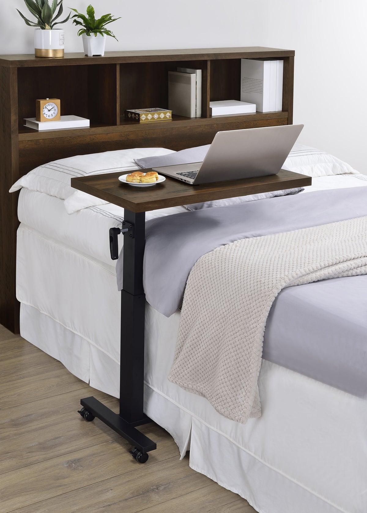 Westpark Height Adjustable Mobile Bedroom C-Table Dark Pine