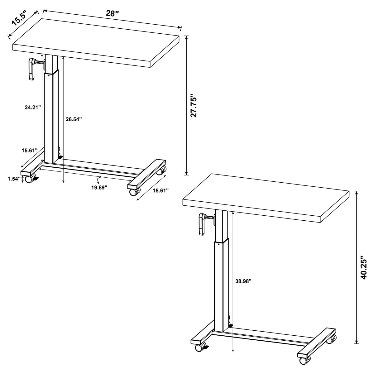 Westpark Height Adjustable Mobile Bedroom C-Table Dark Pine