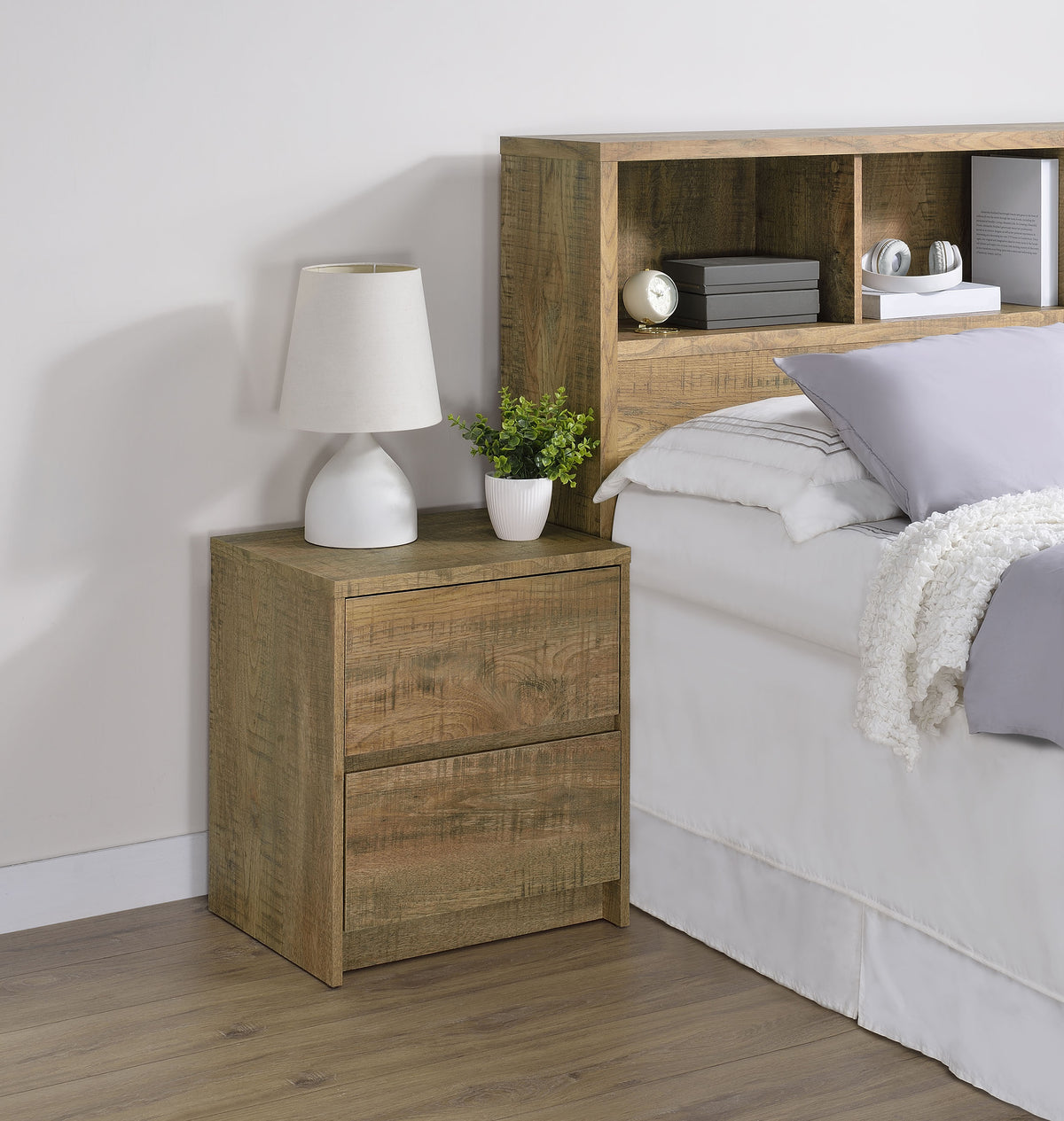 Westpark 2-drawer Nightstand LED Lights and USB Mango