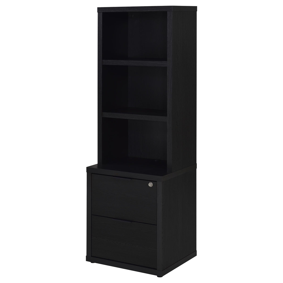 Westpark 3-shelf Bookcase USB and Lockable Drawer Black