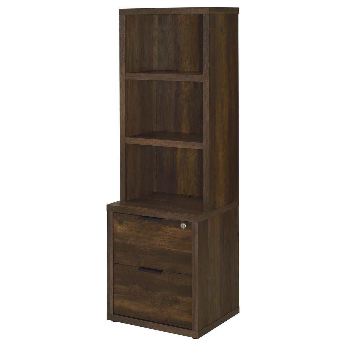 Westpark 3-shelf Bookcase USB and Lockable Drawer Dark Pine