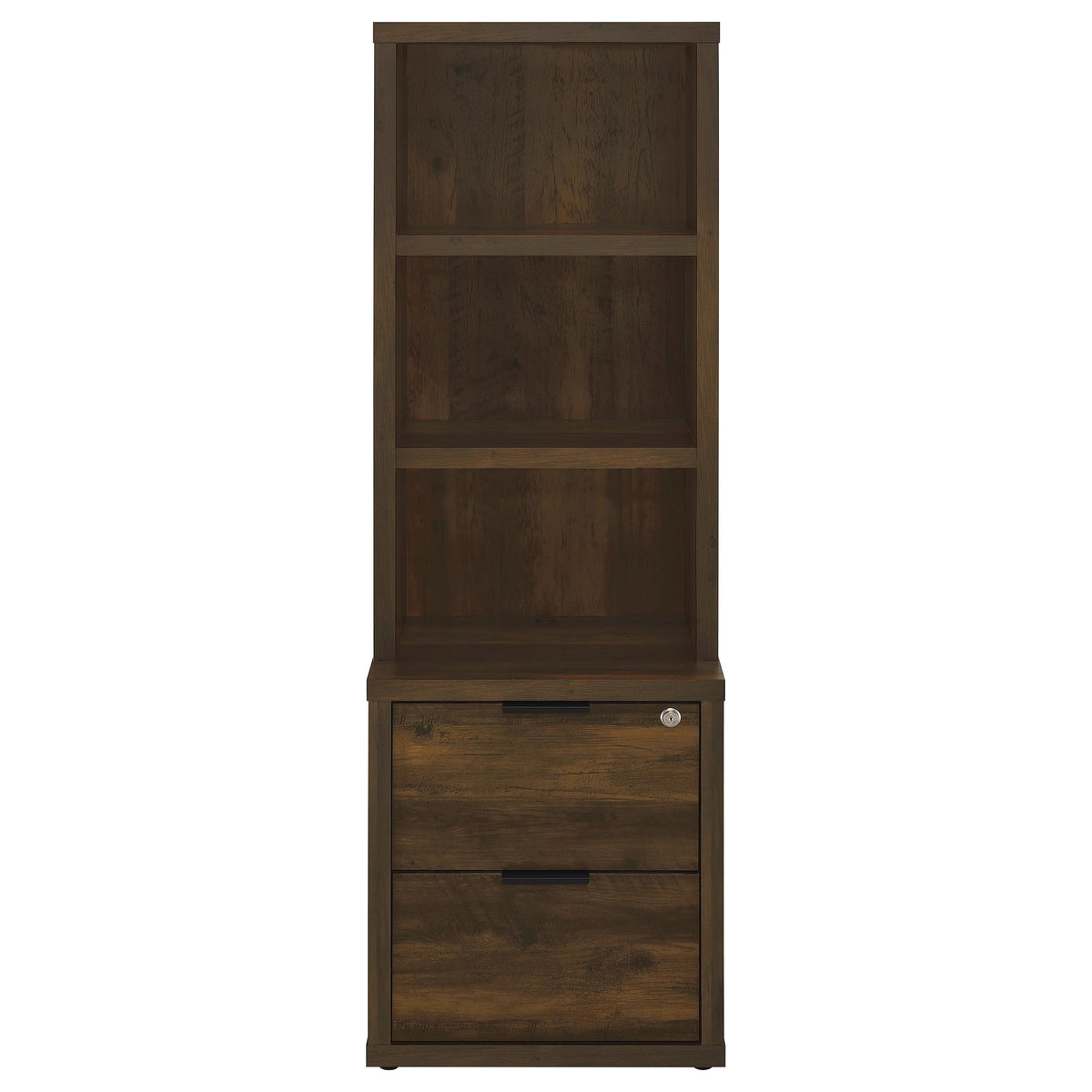 Westpark 3-shelf Bookcase USB and Lockable Drawer Dark Pine