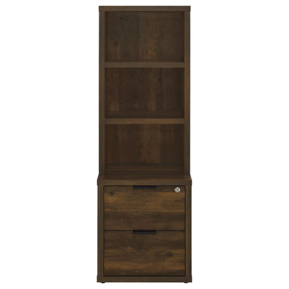 Westpark 3-shelf Bookcase USB and Lockable Drawer Dark Pine