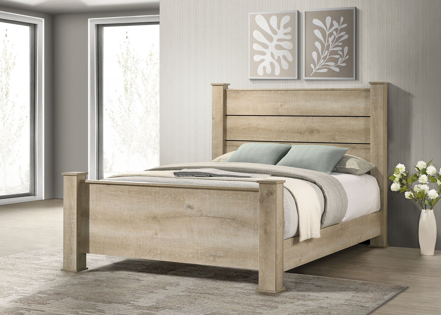 Oakglen 55-inch California King Panel Bed Weathered Oak