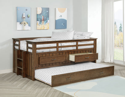 Carlsbad Wood Twin Captains Bed With Trundle Medium Brown