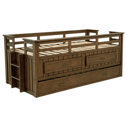 Carlsbad Wood Twin Captains Bed With Trundle Medium Brown