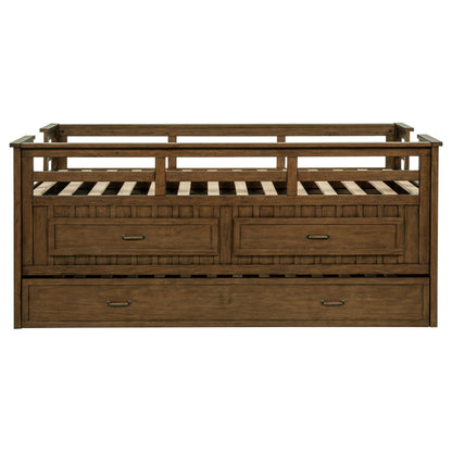 Carlsbad Wood Twin Captains Bed With Trundle Medium Brown