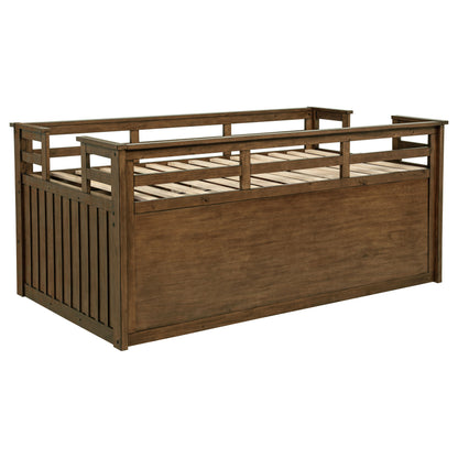 Carlsbad Wood Twin Captains Bed With Trundle Medium Brown