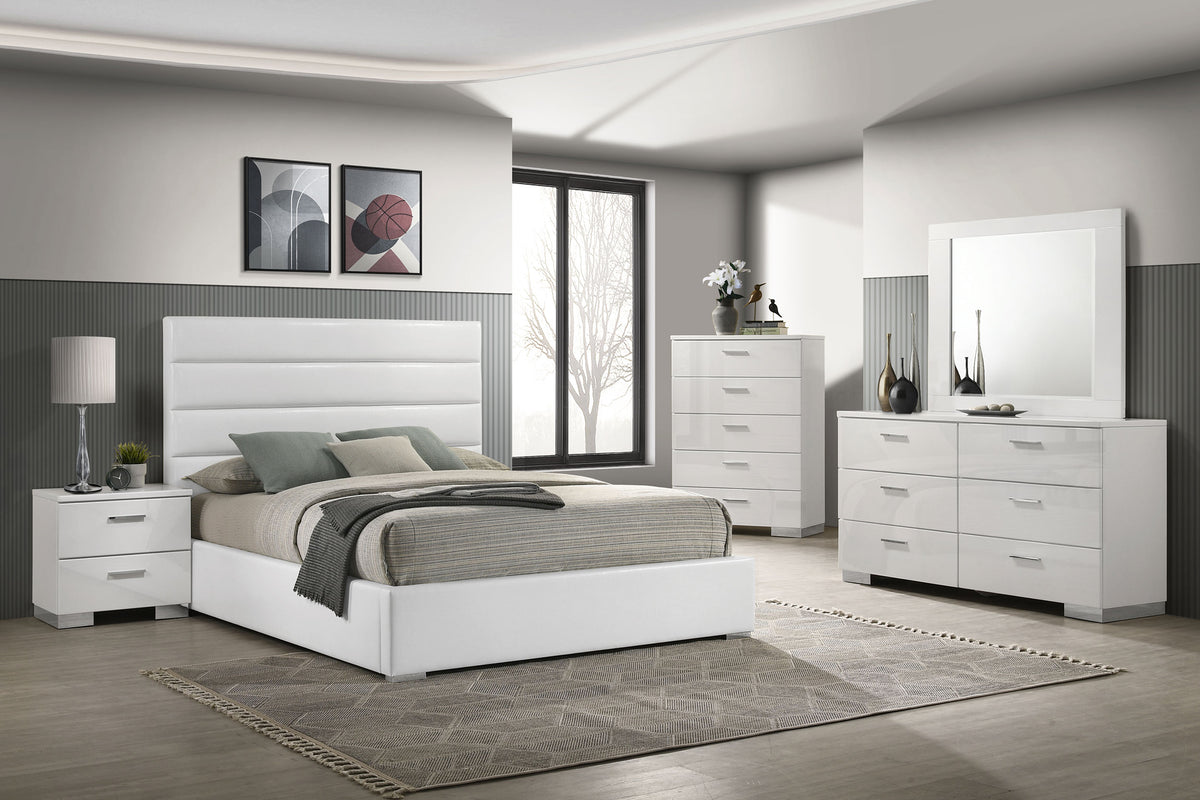 Felicity 53-inch Upholstered California King Bed White