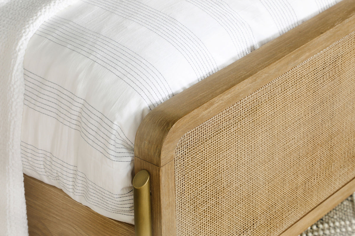 Arini Rattan California King Panel Bed Sand Wash and Natural