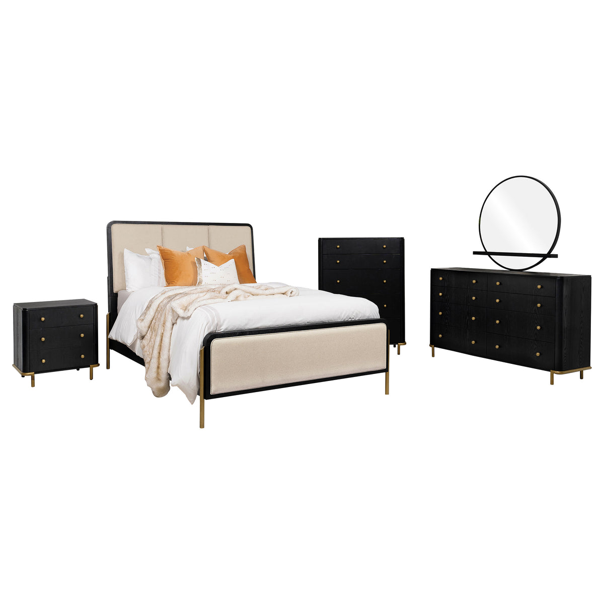 Arini 5-piece Eastern King Bedroom Set Cream and Black