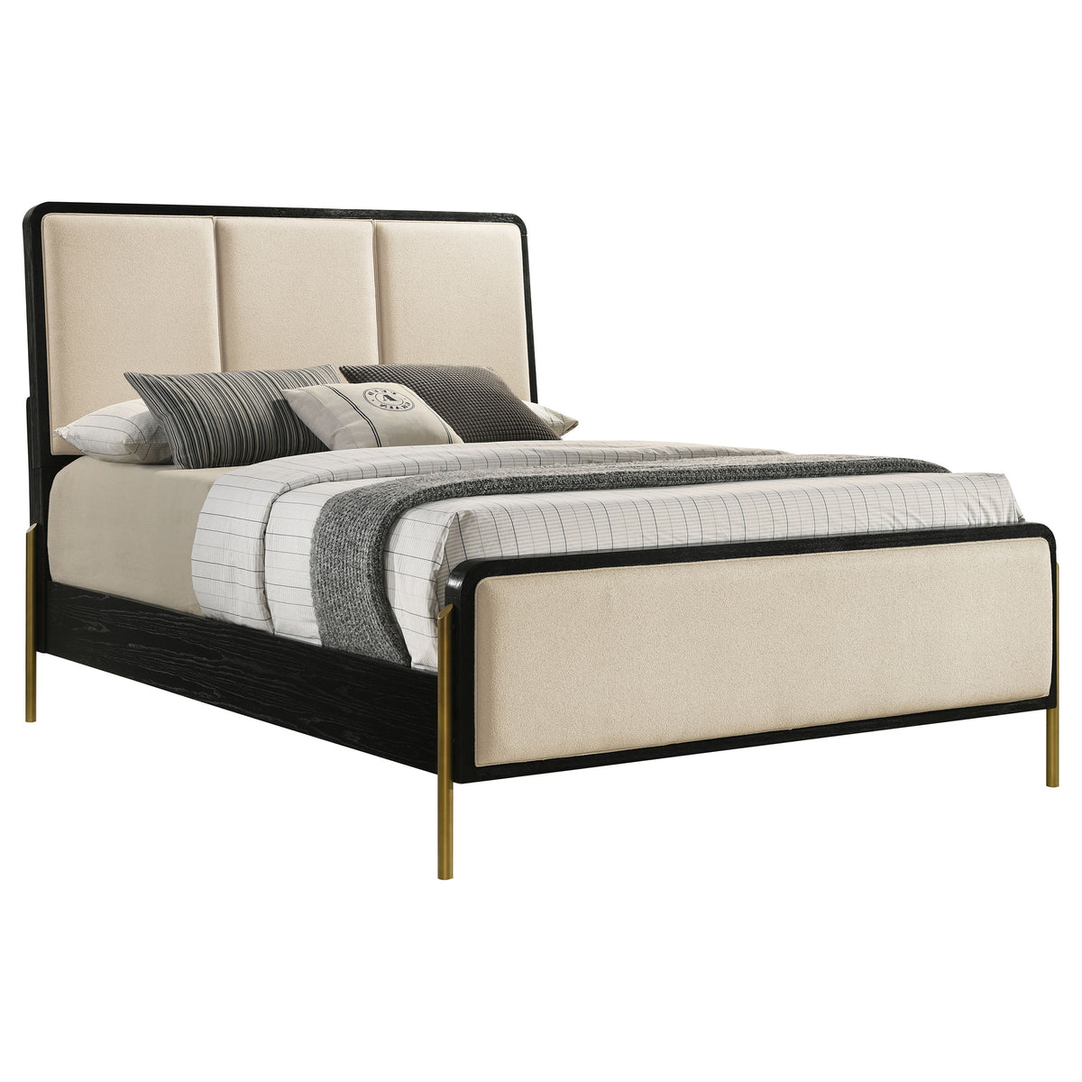 Arini 56-inch California King Panel Bed Cream and Black
