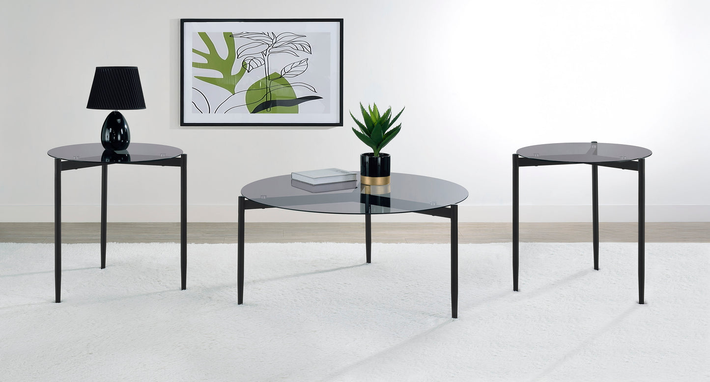Rosalie 3-piece Round Coffee and End Table Set Grey