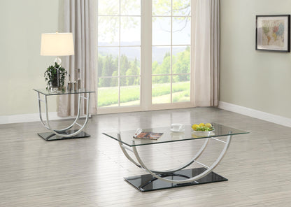 Danville 2-piece Glass Top Coffee and End Table Set Chrome