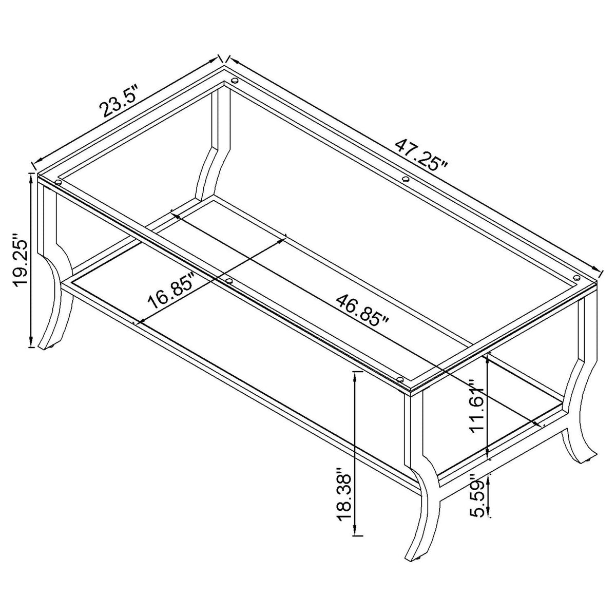 Saide 2-piece Glass Top Coffee and End Table Set Chrome