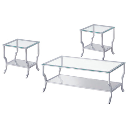 Saide 3-piece Glass Top Coffee and End Table Set Chrome