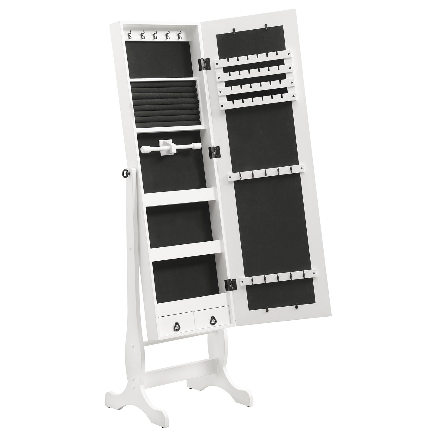 Batista Cheval Mirror with Jewelry Storage White