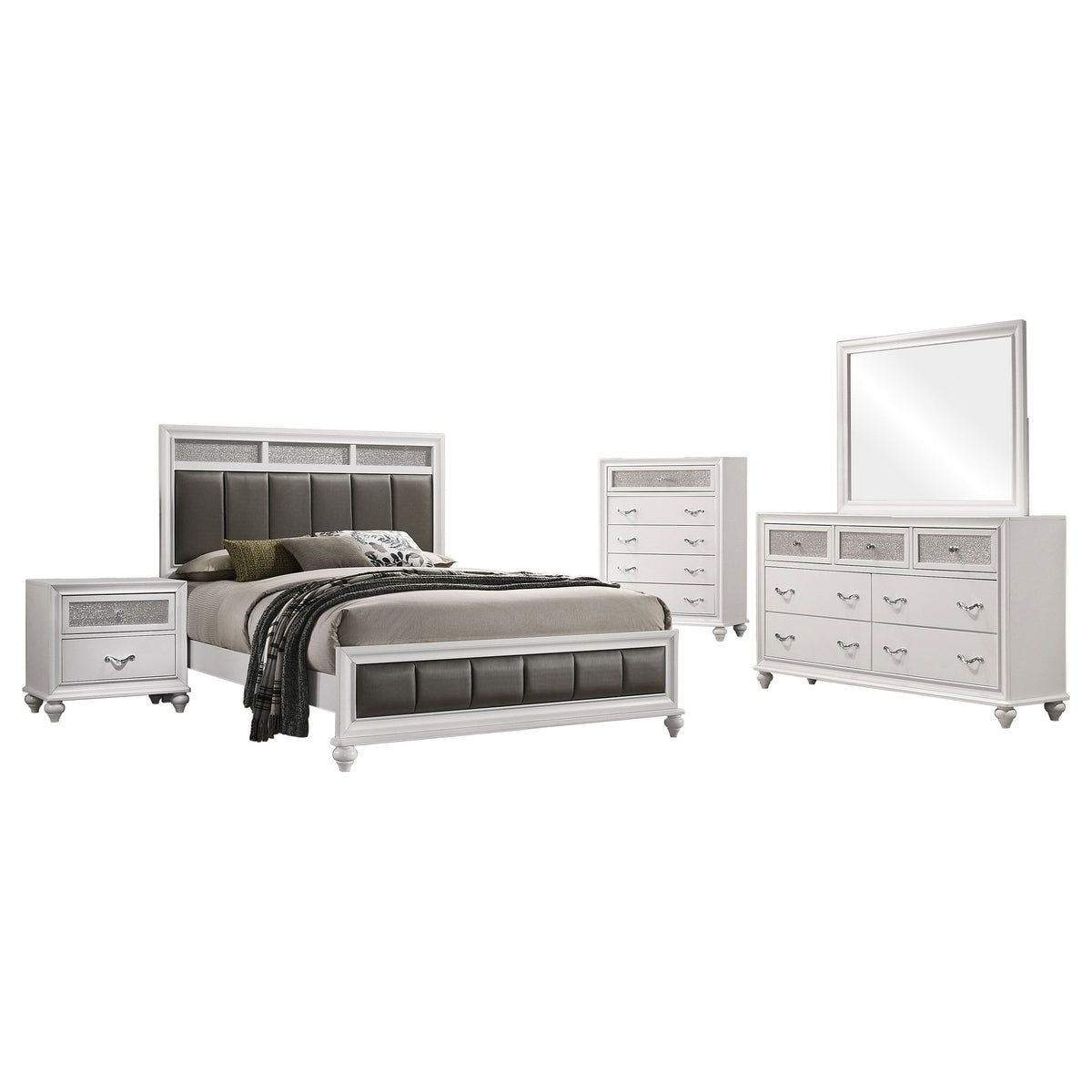 Barzini 5-piece Eastern King Bedroom Set White