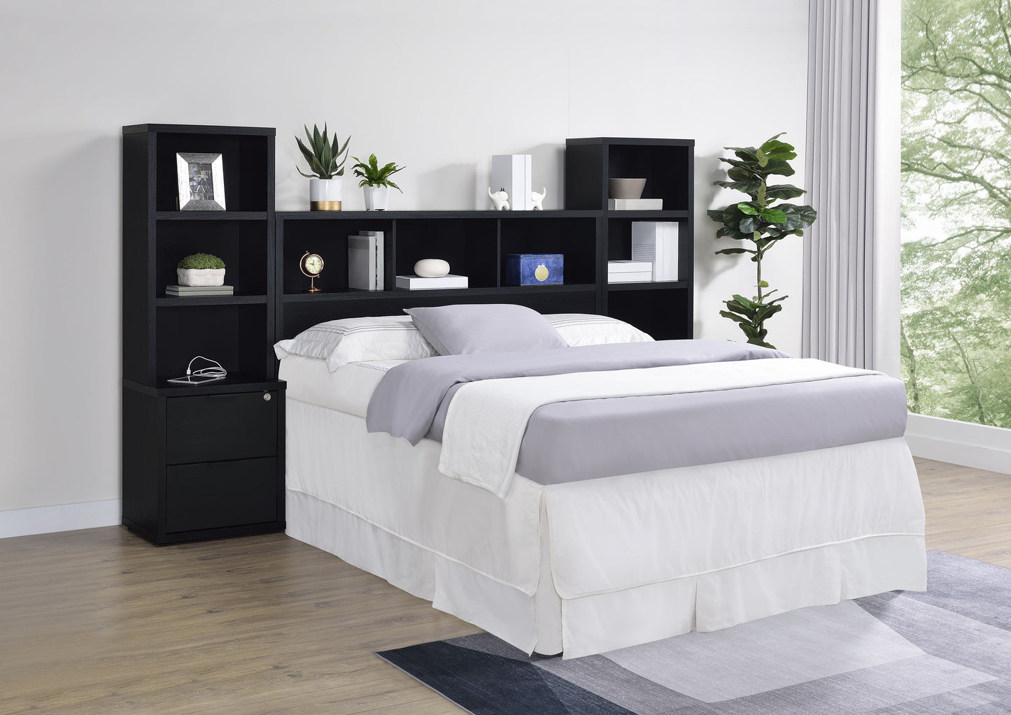 Westpark 3-piece Queen Bedroom Set Bookcase Headboard Black