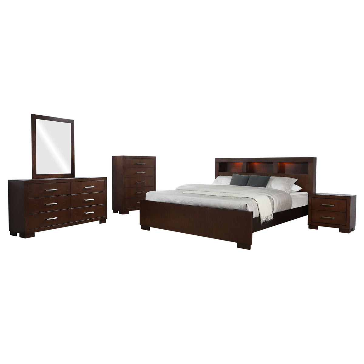 Jessica 5-piece Eastern King Bedroom Set Cappuccino