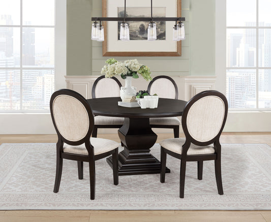 Twyla 5-piece Round Wood Dining Room Table Set Dark Cocoa